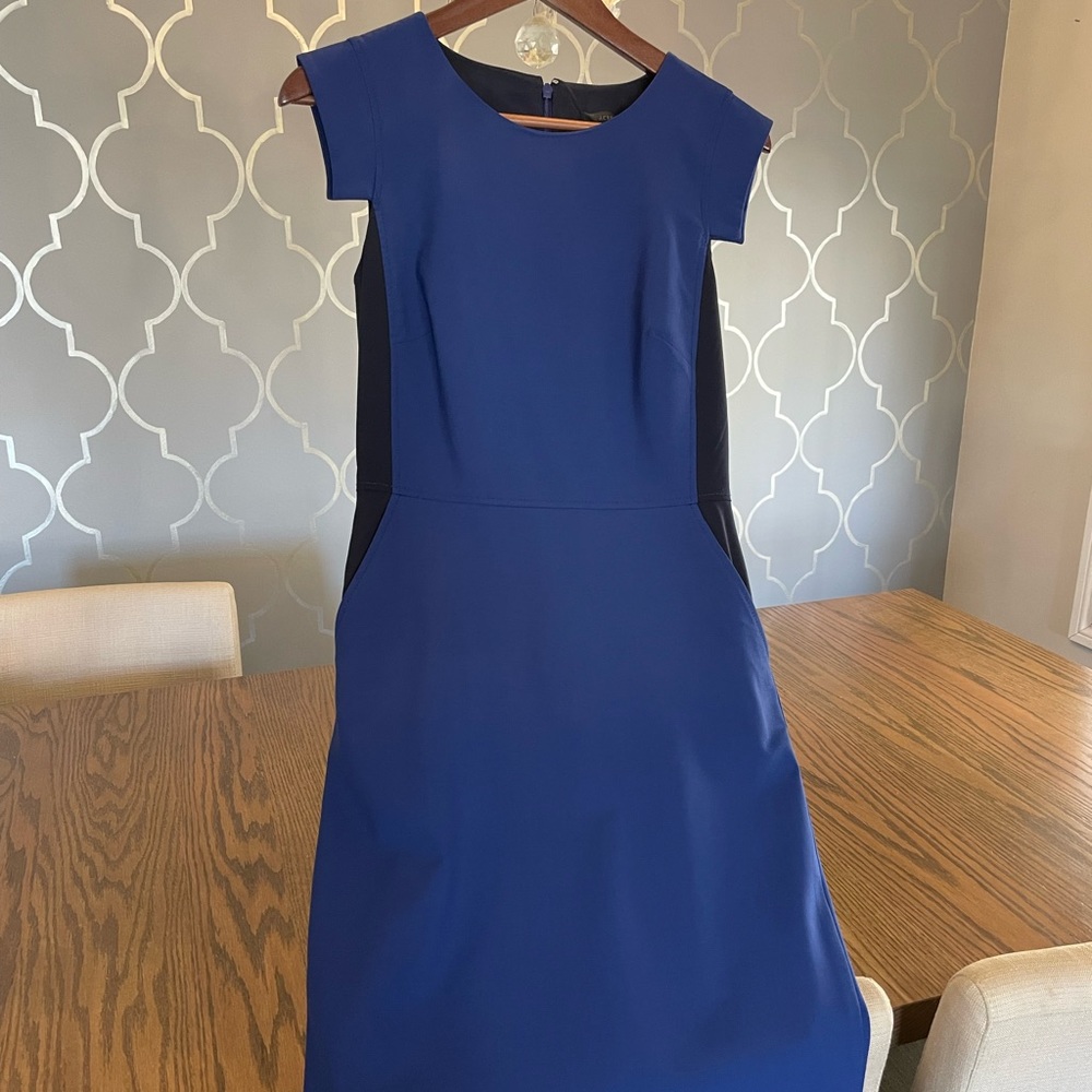 J.Crew Colorblock Sheath Resume Dress in Stretch Italian Wool - Picture 3 of 9